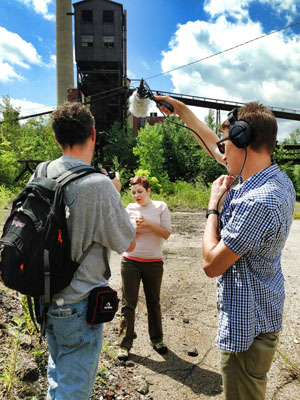 Interview in front of Huber Breaker, Ashley, Pennsylvania, Anthracite Mining Region